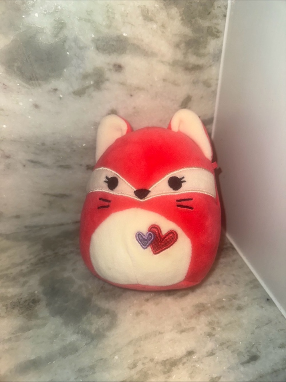 Squishmallows Red White Fox Plush with Heart Embroidery